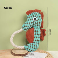 HKM-1943741 Pineapple Velvet Plush Seahorse Pet Toy - Long Lasting Molar Fabric Sound, Available in Yellow, Green, Purple