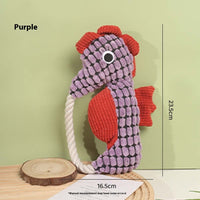 HKM-1943741 Pineapple Velvet Plush Seahorse Pet Toy - Long Lasting Molar Fabric Sound, Available in Yellow, Green, Purple