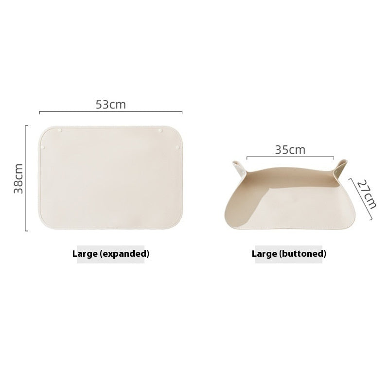 HKM-1944253 Cat Feeding Mat in Leather - Small (49x34cm) & Large (53x38cm) Options