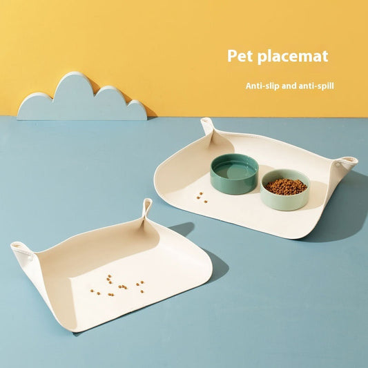 HKM-1944253 Cat Feeding Mat in Leather - Small (49x34cm) & Large (53x38cm) Options