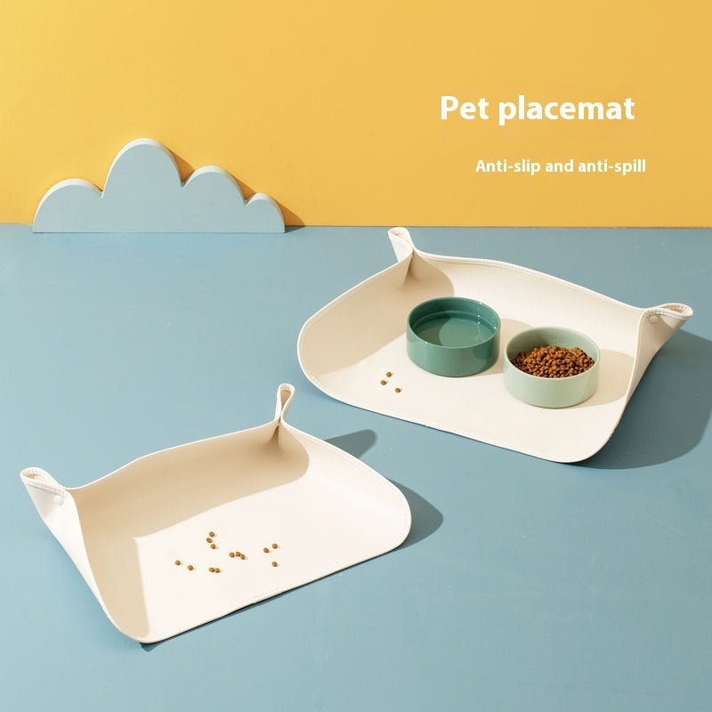 HKM-1944253 Cat Feeding Mat in Leather - Small (49x34cm) & Large (53x38cm) Options