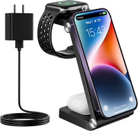 HKM-194515 Vertical Folding Magnetic 3-in-1 Wireless Charger - Black & White