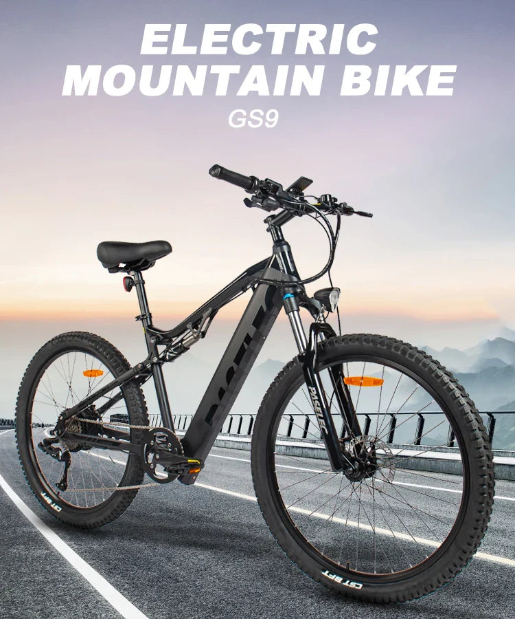 HKM-194579 27.5 Inch Electric Mountain Bike with 500W Motor, Aluminum Alloy Frame, Hydraulic Disc Brakes, 9-Speed Gears