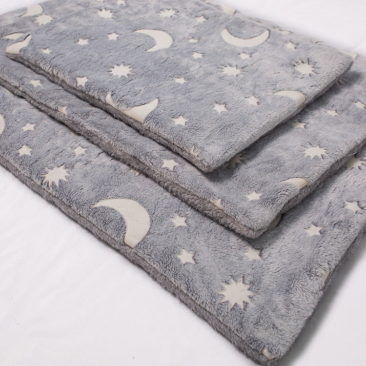 HKM-1945917 Luminous Flannel Pet Cushion Mat in Gray - Sizes S, M, L Available