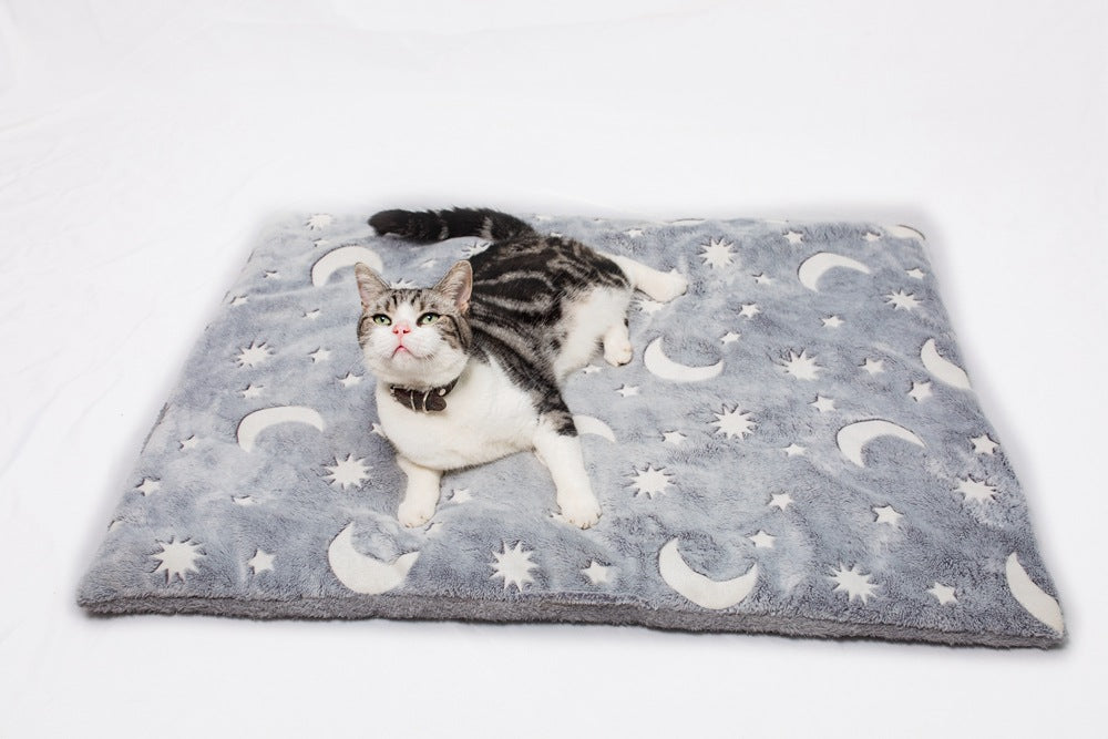 HKM-1945917 Luminous Flannel Pet Cushion Mat in Gray - Sizes S, M, L Available
