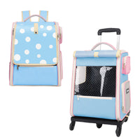 HKM-1946301 Portable Multifunctional Cat Luggage with Dots Pattern - Medium Canvas Pet Bag for Pets up to 7.5kg