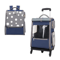 HKM-1946301 Portable Multifunctional Cat Luggage with Dots Pattern - Medium Canvas Pet Bag for Pets up to 7.5kg