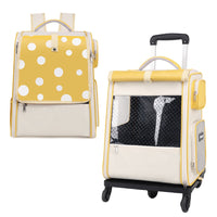 HKM-1946301 Portable Multifunctional Cat Luggage with Dots Pattern - Medium Canvas Pet Bag for Pets up to 7.5kg