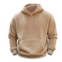 HKM-194643 Men's Reversible Arctic Fleece Pullover Sweatshirt Pocket Hooded Warm Sweater Street Solid Color Long Sleeve Pullover Sweatshirt