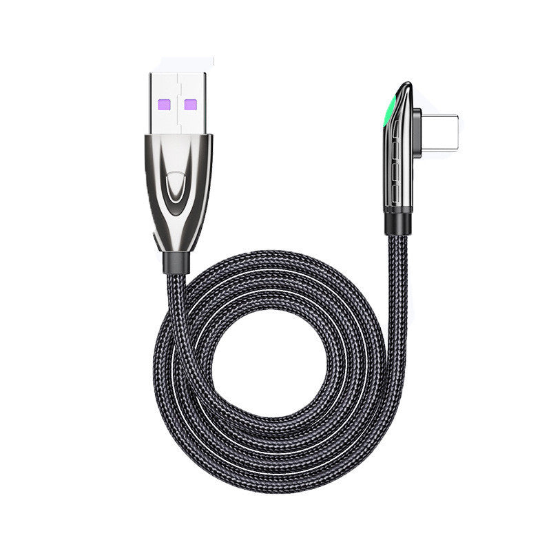HKM-194643 Type-C Fast Data Cable - Elbow Connector, 0.5m, 1m, 2m Lengths, Black