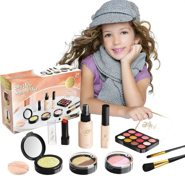 HKM-194771 Pretend Makeup Set for Kids - Mini Cosmetic Bag Toy - Age 2-12, Durable ABS Plastic
