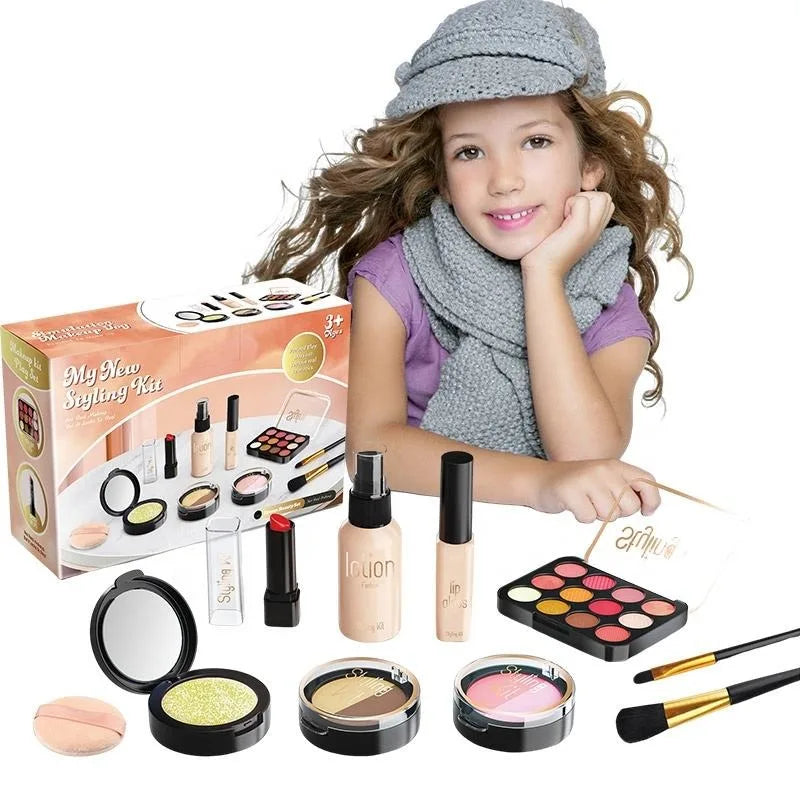 HKM-194771 Pretend Makeup Set for Kids - Mini Cosmetic Bag Toy - Age 2-12, Durable ABS Plastic