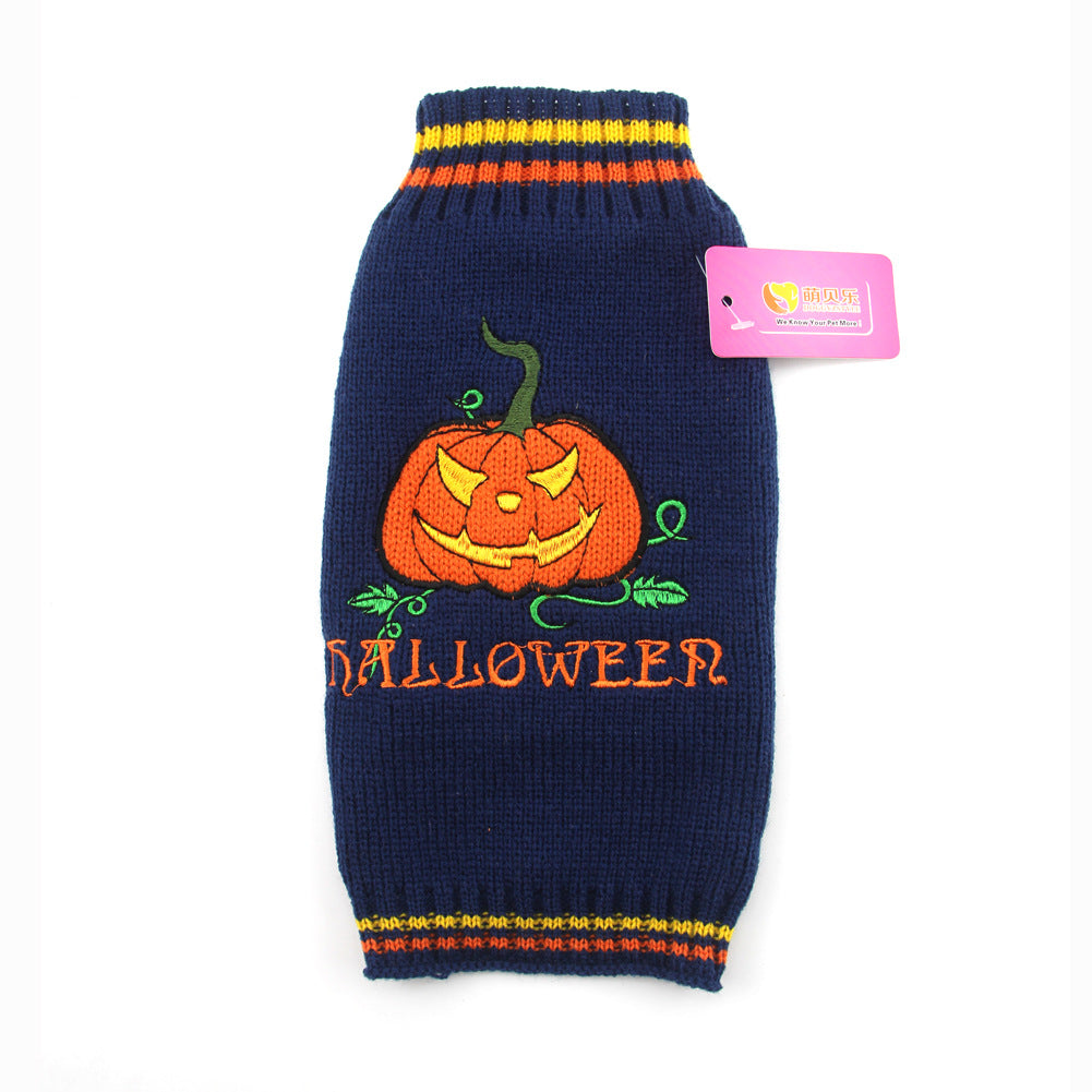 HKM-1947837 Cozy Pumpkin Sweater for Dogs - Halloween Pet Clothing in Various Sizes and Designs