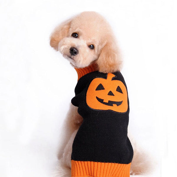 HKM-1947837 Cozy Pumpkin Sweater for Dogs - Halloween Pet Clothing in Various Sizes and Designs