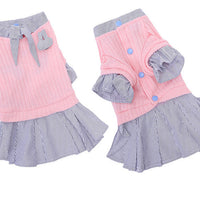 HKM-1948221 Trendy Knitted Striped Shirt Dress for Small Dogs in Yellow and Pink