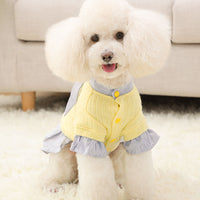 HKM-1948221 Trendy Knitted Striped Shirt Dress for Small Dogs in Yellow and Pink