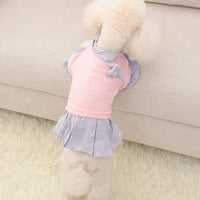 HKM-1948221 Trendy Knitted Striped Shirt Dress for Small Dogs in Yellow and Pink