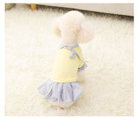 HKM-1948221 Trendy Knitted Striped Shirt Dress for Small Dogs in Yellow and Pink