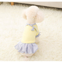 HKM-1948221 Trendy Knitted Striped Shirt Dress for Small Dogs in Yellow and Pink