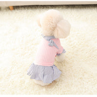 HKM-1948221 Trendy Knitted Striped Shirt Dress for Small Dogs in Yellow and Pink