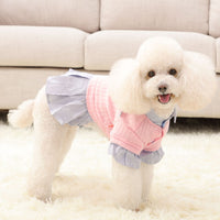 HKM-1948221 Trendy Knitted Striped Shirt Dress for Small Dogs in Yellow and Pink