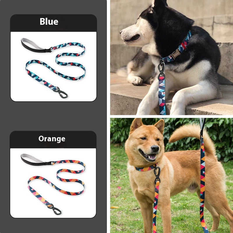 HKM-1949629 Reflective Hand-Held Rope Anti-Lost Dog Leash - Durable Nylon Design, Available in Orange and Blue