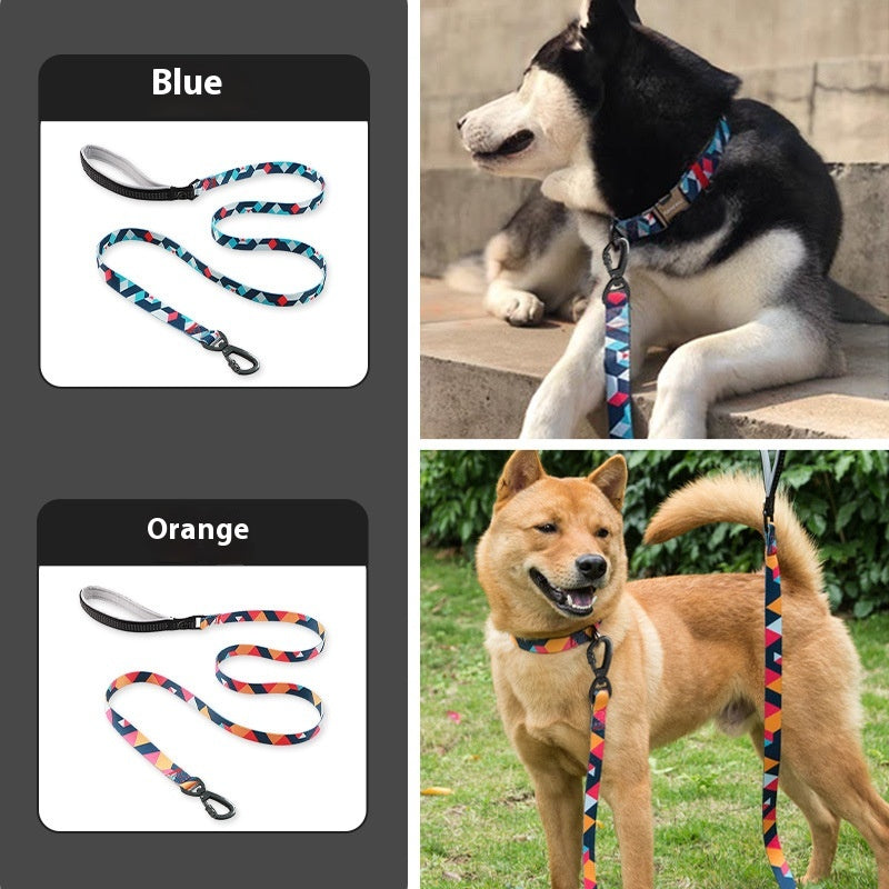 HKM-1949629 Reflective Hand-Held Rope Anti-Lost Dog Leash - Durable Nylon Design, Available in Orange and Blue
