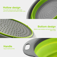 HKM-194963 Collapsible Silicone Colander Set for Easy Draining of Pasta, Vegetables, and Fruits