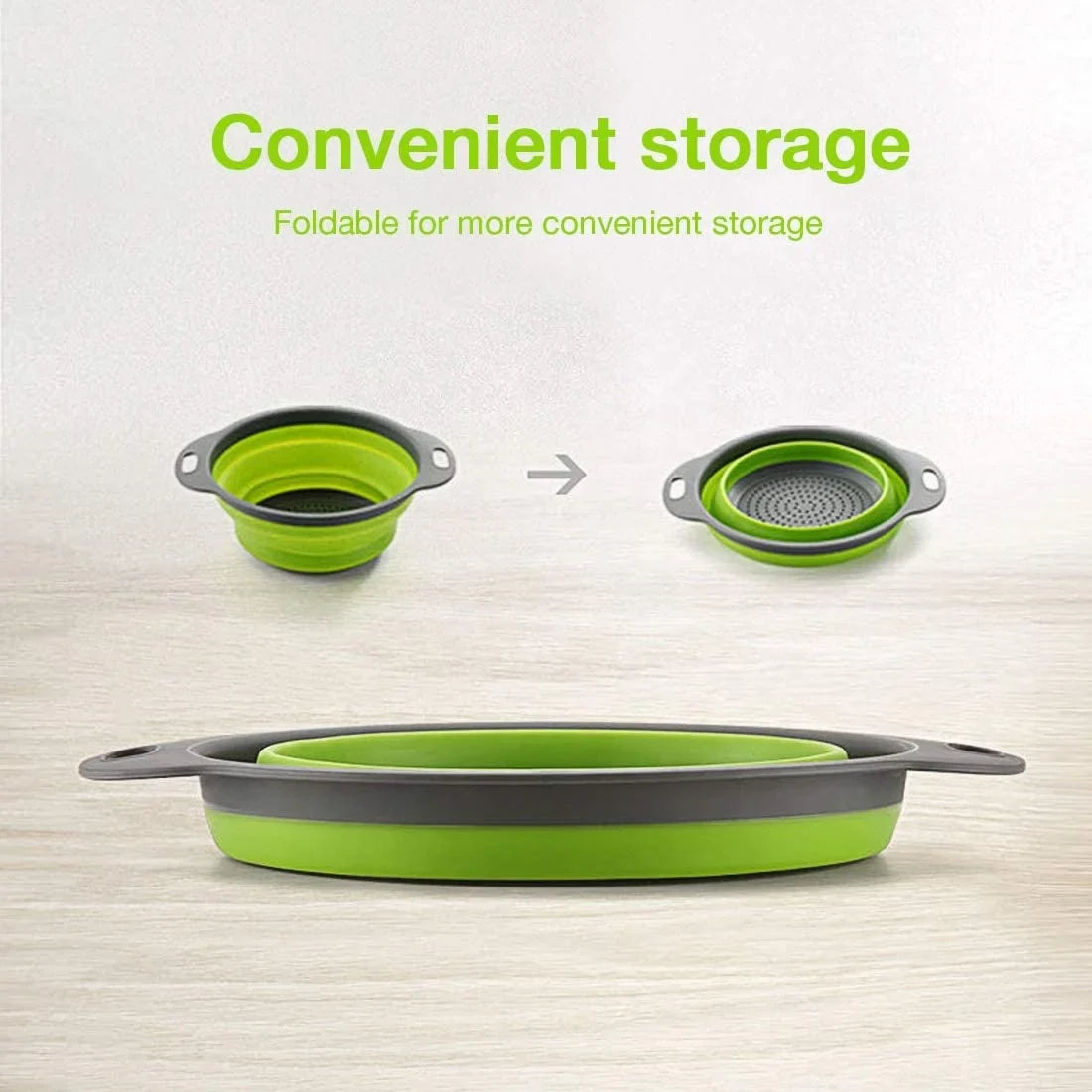 HKM-194963 Collapsible Silicone Colander Set for Easy Draining of Pasta, Vegetables, and Fruits