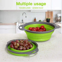 HKM-194963 Collapsible Silicone Colander Set for Easy Draining of Pasta, Vegetables, and Fruits