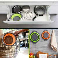 HKM-194963 Collapsible Silicone Colander Set for Easy Draining of Pasta, Vegetables, and Fruits