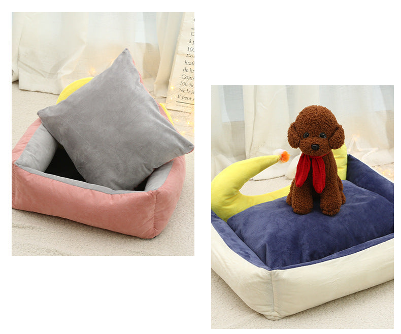 HKM-1949885 Cozy Suede Moon Pet Nest for Cats and Small Dogs