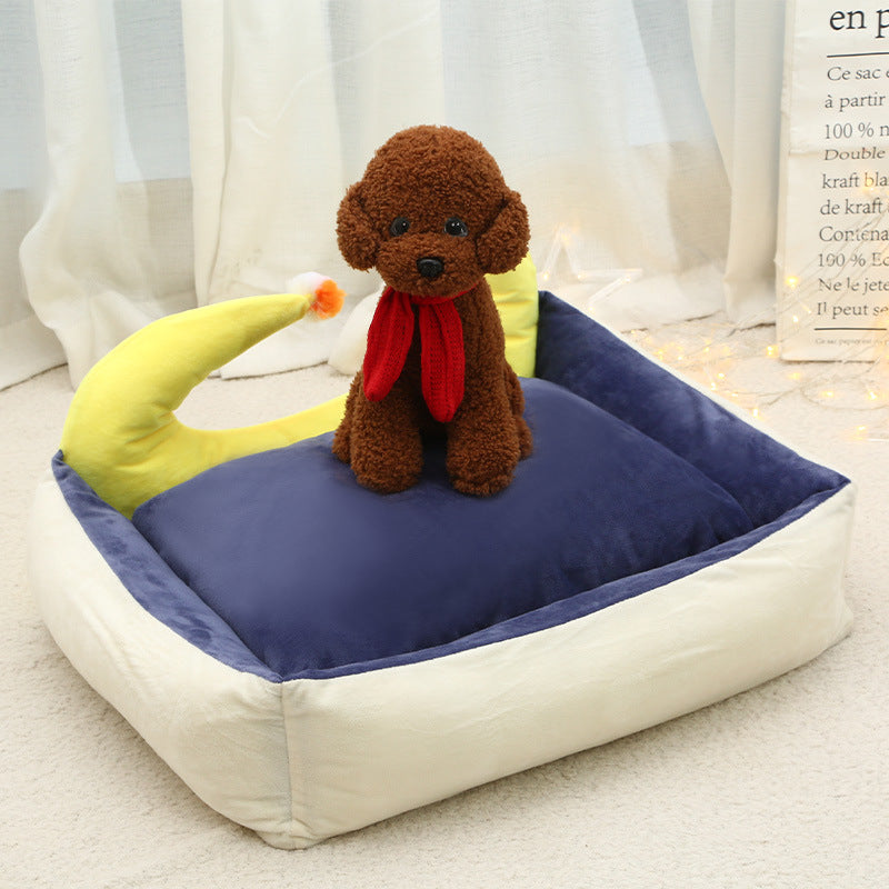 HKM-1949885 Cozy Suede Moon Pet Nest for Cats and Small Dogs