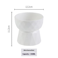 HKM-1950013 Ceramic High Foot Cat Bowl - Available in White, Pink, and Green Options
