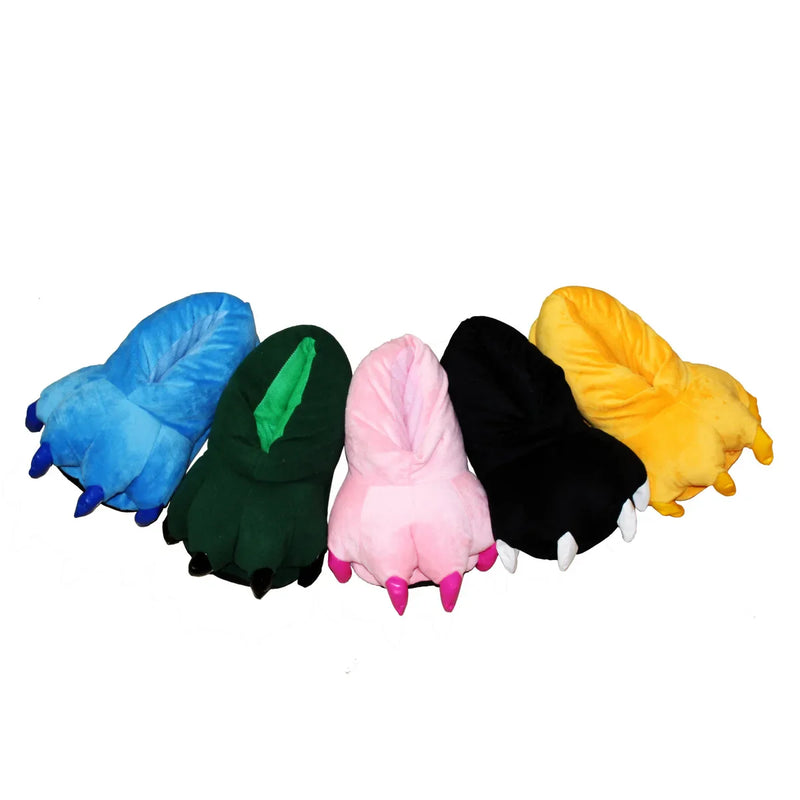 HKM-195091 Plush Animal Claw Slippers for Kids and Adults - Cozy Indoor Floor Footwear