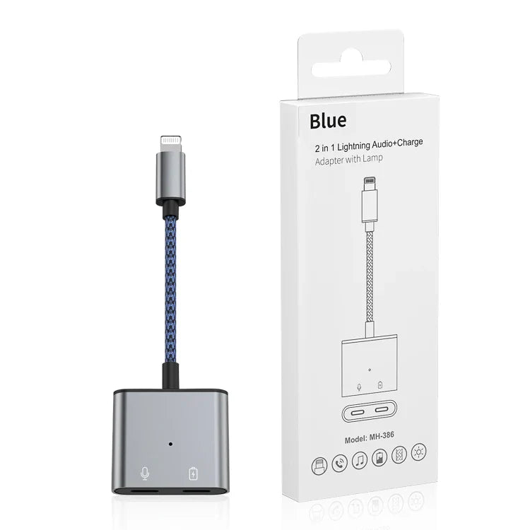 HKM-195155 2-in-1 Stereo Sound Card Adapter for iPhone and Type-C Phones with Charging Capability During Live Broadcasts