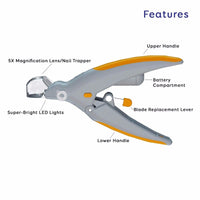 HKM-1953597 Professional Pet Nail Clipper with LED Light and Magnifying Glass for Safe Precision Trimming
