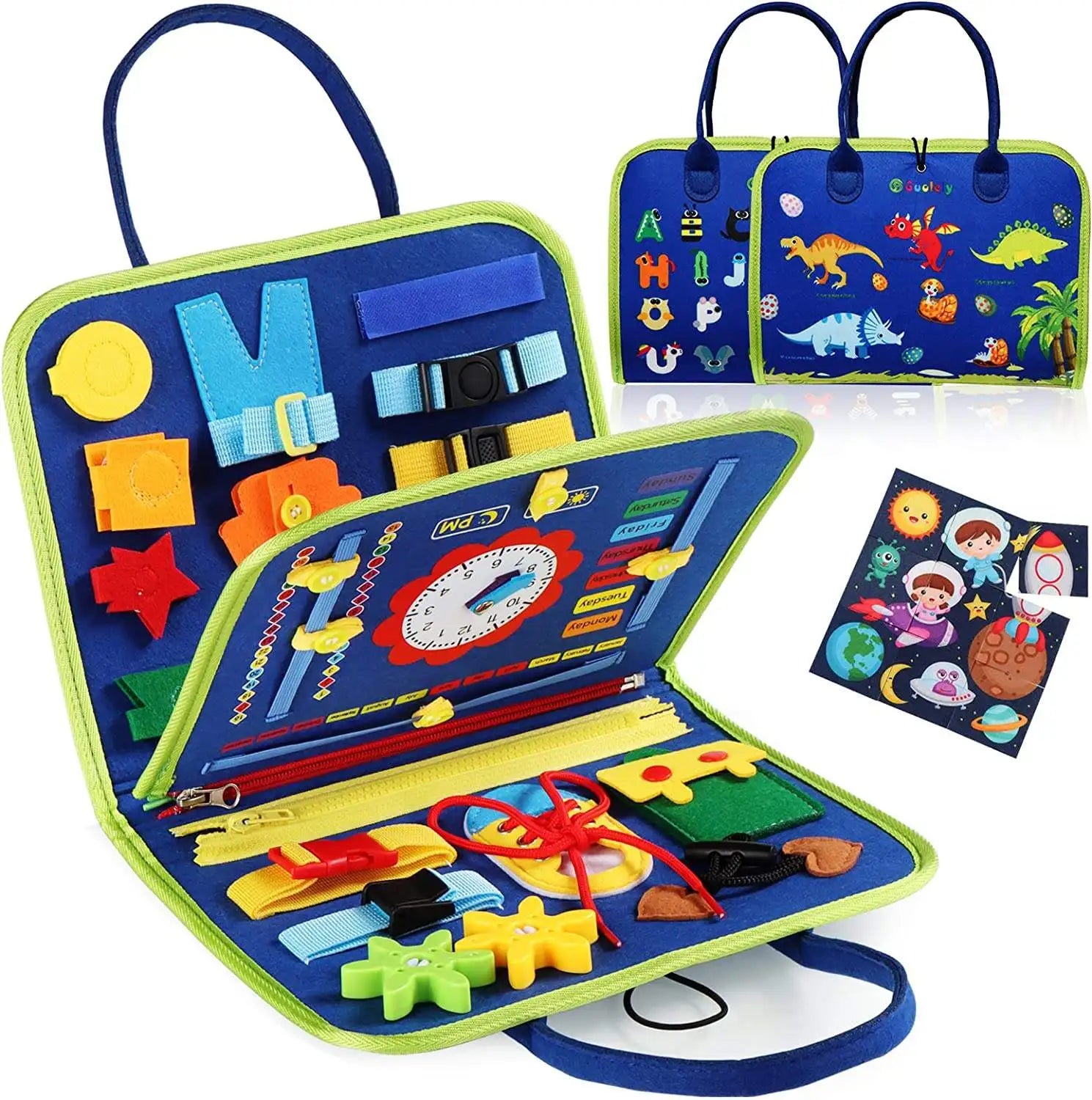HKM-195411 Educational Custom Fabric Montessori Busy Board for Toddlers and Preschoolers, Felt Sensory Toy