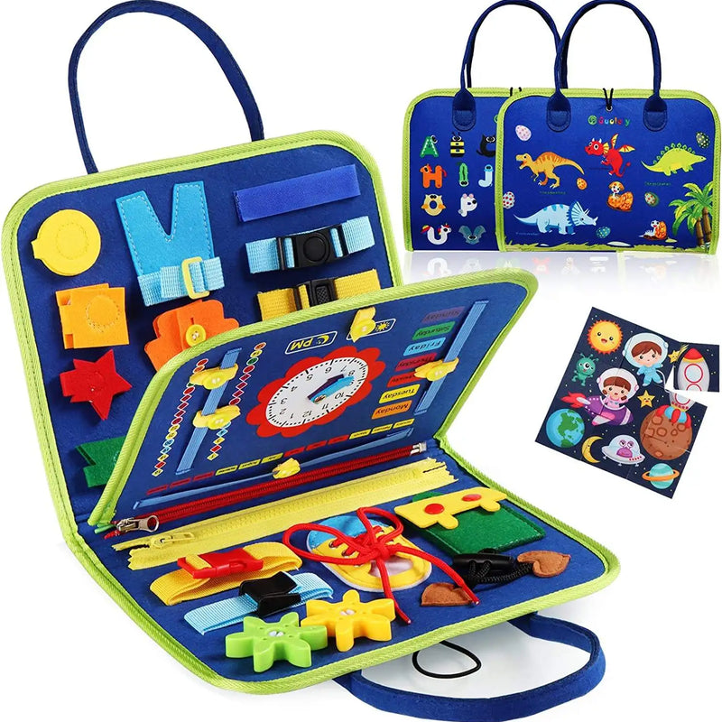 HKM-195411 Educational Custom Fabric Montessori Busy Board for Toddlers and Preschoolers, Felt Sensory Toy
