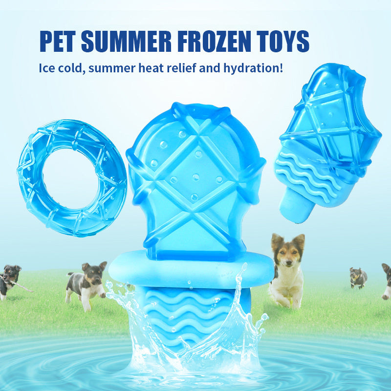 HKM-1957053 Cooling Dog Teething Popsicle Sticks - Ice Water-Filled Toy Set for Summer Relief
