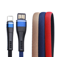 HKM-195795 Long-Lasting Anti-Break Denim Braided Data Cable - 1m with 8PIN, Micro USB, TYPE-C Connectors