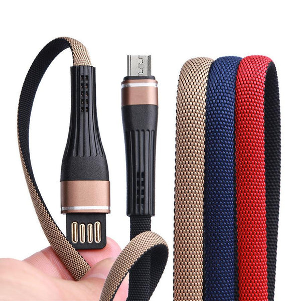 HKM-195795 Long-Lasting Anti-Break Denim Braided Data Cable - 1m with 8PIN, Micro USB, TYPE-C Connectors