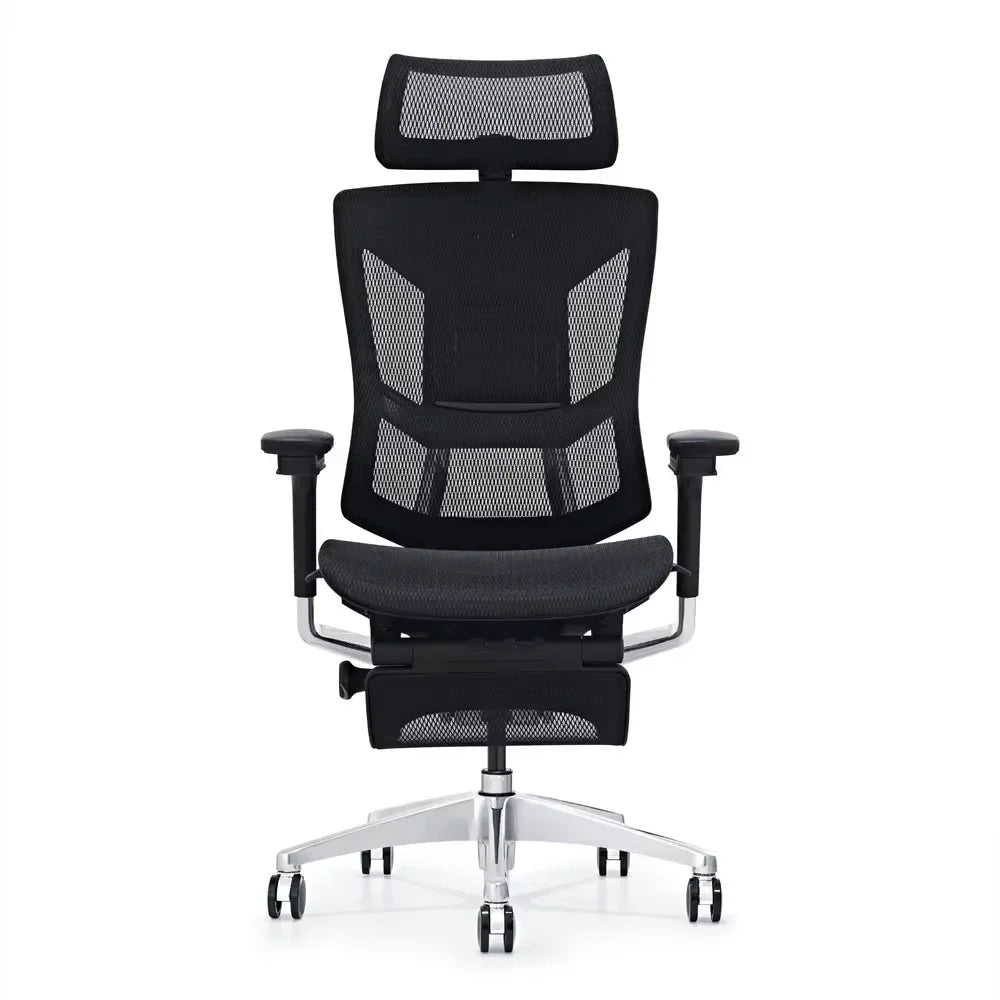 HKM-195859 Ergonomic Swivel Office Chair with Adjustable Headrest, Lumbar Support, and Footrest