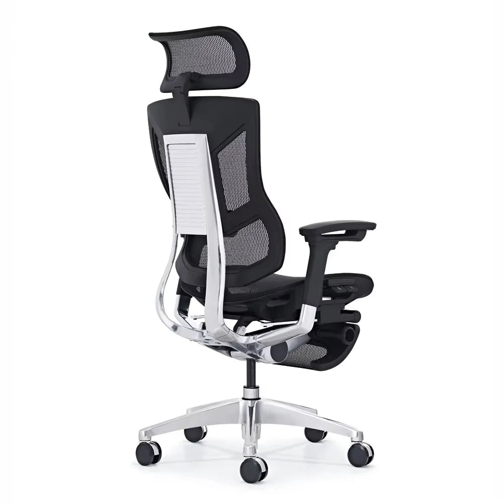 HKM-195859 Ergonomic Swivel Office Chair with Adjustable Headrest, Lumbar Support, and Footrest