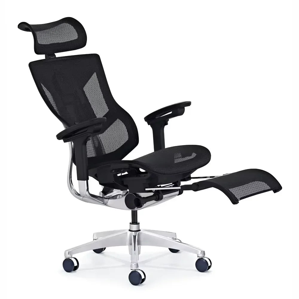 HKM-195859 Ergonomic Swivel Office Chair with Adjustable Headrest, Lumbar Support, and Footrest