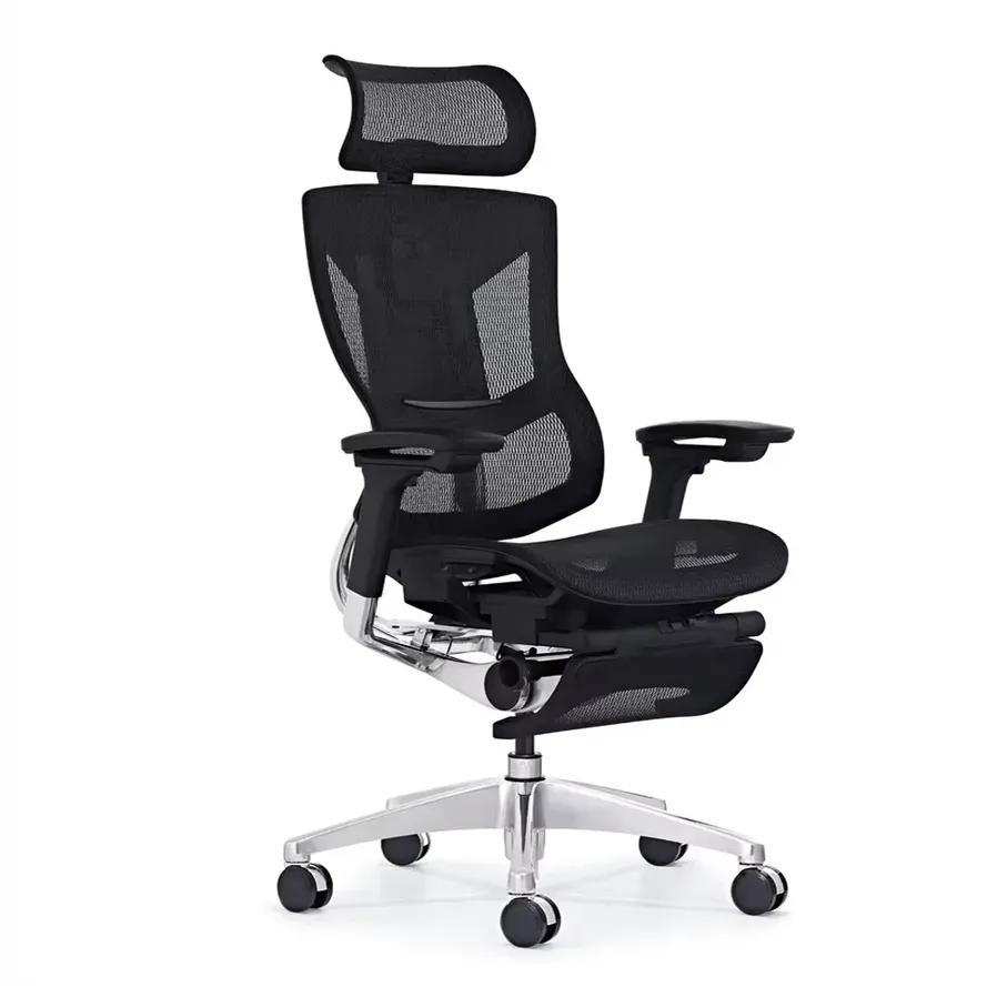 HKM-195859 Ergonomic Swivel Office Chair with Adjustable Headrest, Lumbar Support, and Footrest