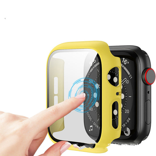 HKM-195923 Integrated Case with Frosted Tempered Glass for Apple Watch 4/5/6/SE - Multiple Color Options Available