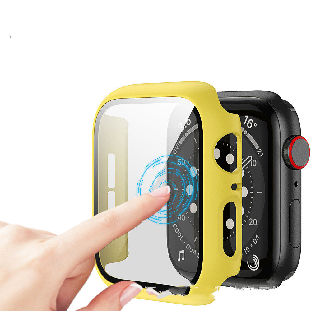 HKM-195923 Integrated Case with Frosted Tempered Glass for Apple Watch 4/5/6/SE - Multiple Color Options Available