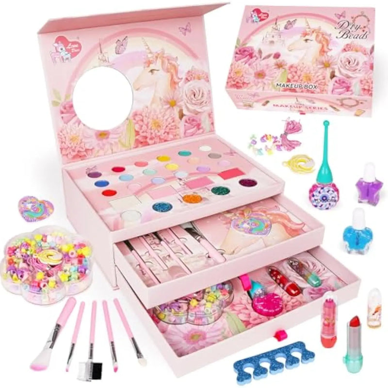 HKM-195923 Kids Washable Makeup Set for Pretend Play - Includes Realistic Cosmetics for Ages 2-13