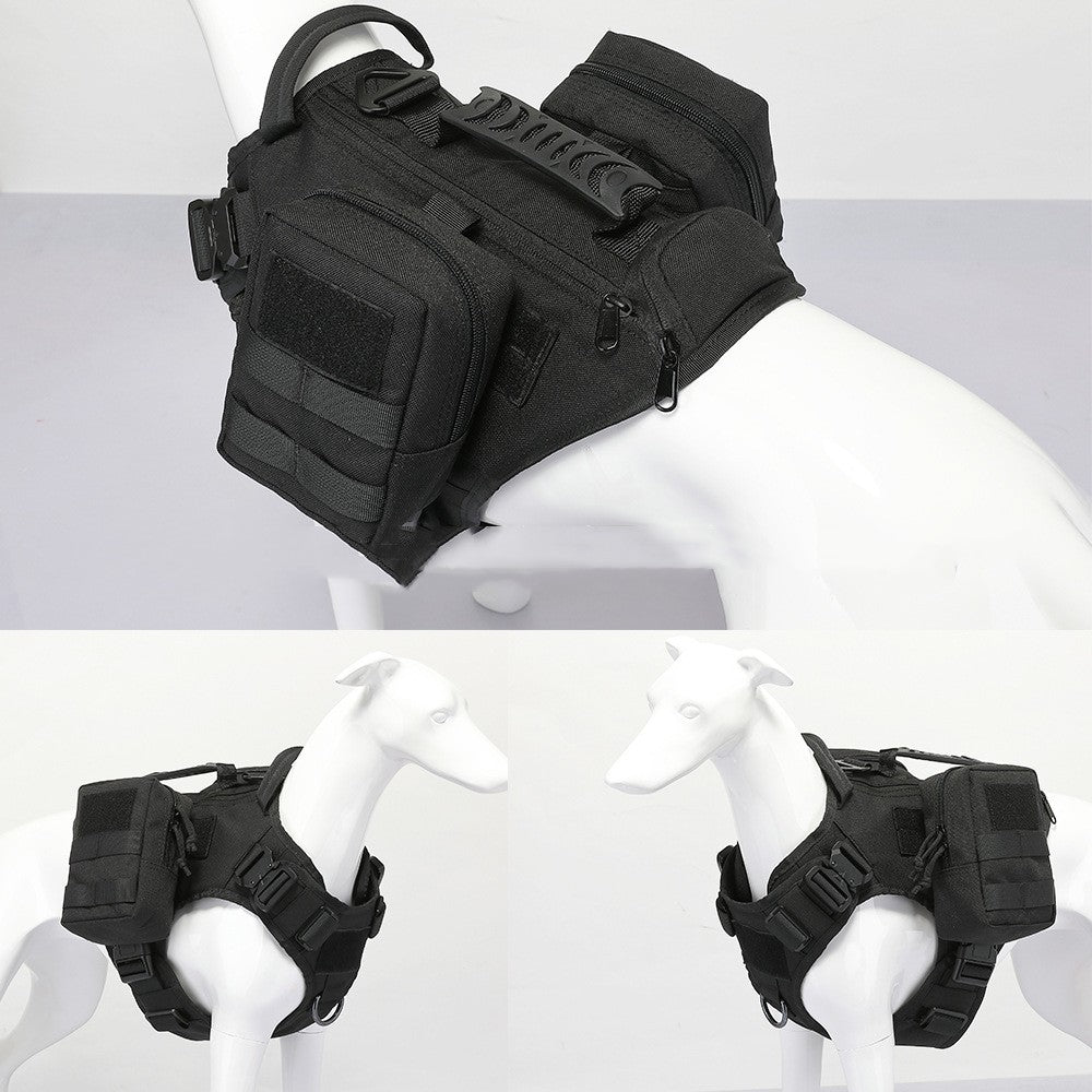 HKM-1959741 Tactical Dog Chest Strap with Accessory Options in Black and Mud Colors